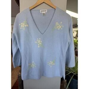 Vtg Lambswool Angora Baby Blue Large Luxury Grammacore CottageCore Romantic